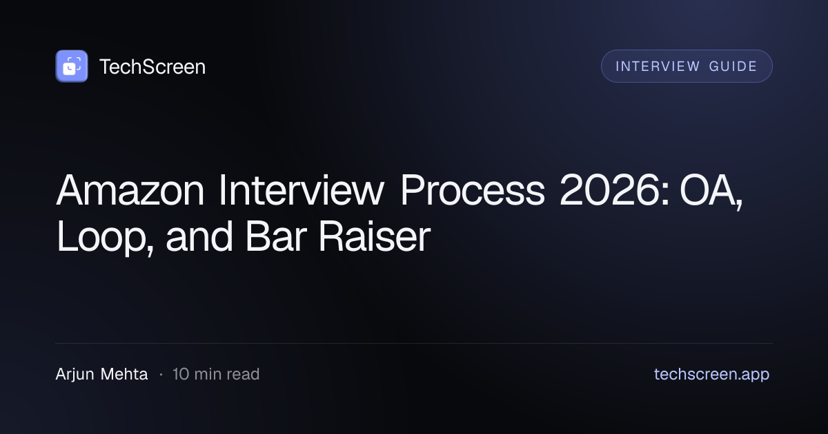 Amazon Interview Process 2026: OA, Loop, and Bar Raiser | TechScreen