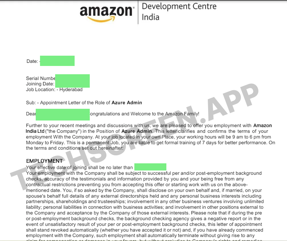 Offer letter shared by Aarav S.