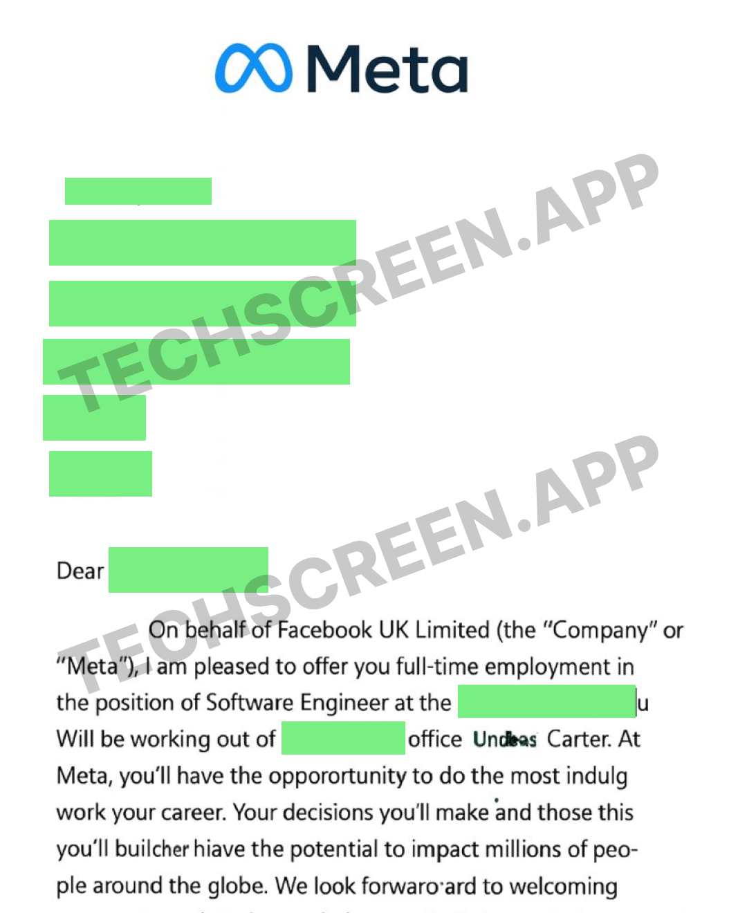 Offer letter shared by Niamh O.